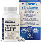 ZnS Myo-Inositol y D-Chiro Inositol - Complemento para Mujeres - Fórmula 40:1 - 120 Cápsulas (30 Días)