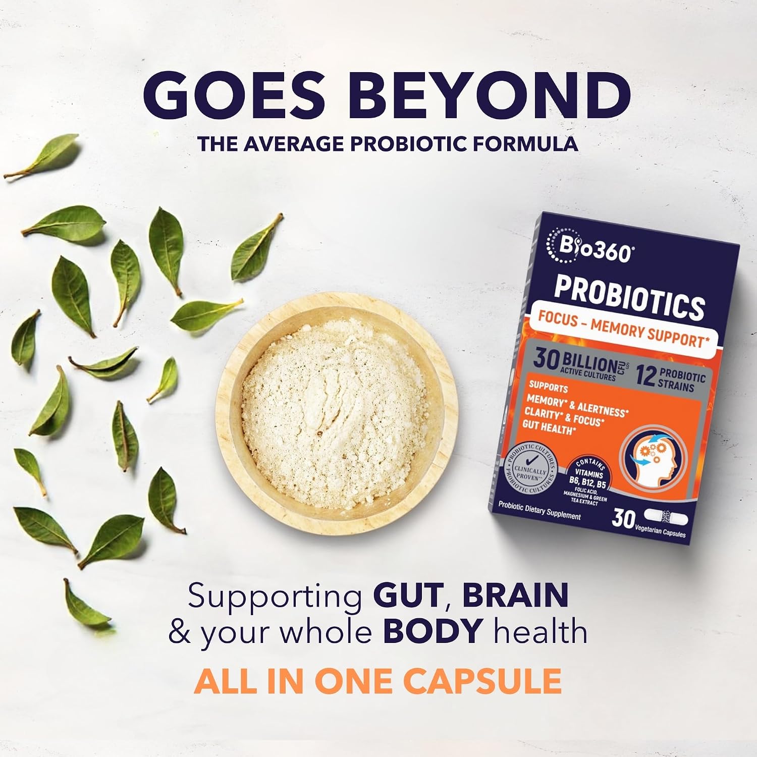 Bio360 Cognitive Support, 30 Suplementos Veganos