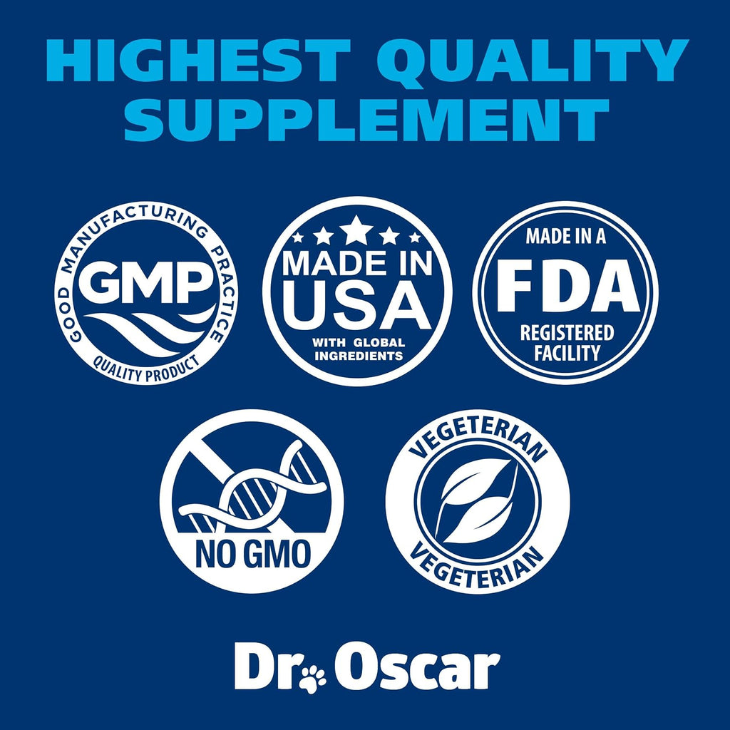 Dr. Oscar Suplemento de Taurina para Perros con L-Carnitina, 120 Comprimidos Masticables, 500mg de Taurina por cada 25lbs de Peso