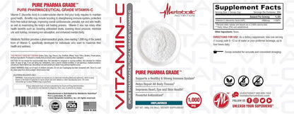 Metabolic Nutrition Vitamina C, 1000 mg, Ácido Ascórbico Puro, 300 g – Image 4