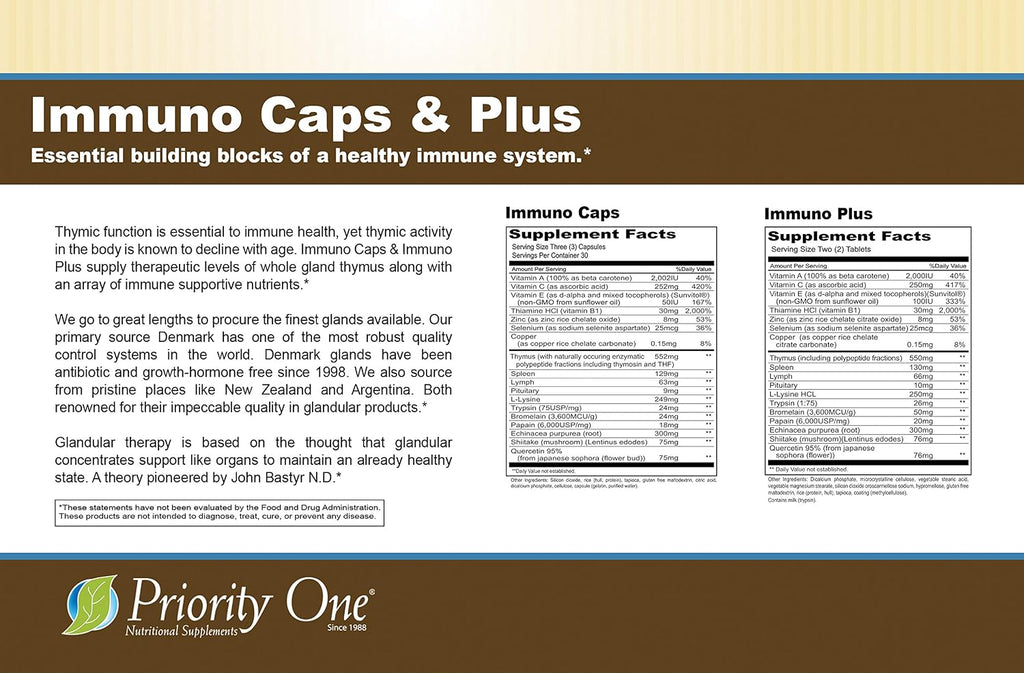 Priority One Vitamins Immuno Caps 90 Cápsulas – Apoyo al Sistema Inmunitario