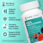 Dr. Berg Kids Chewable Multivitamins (sin azúcar) - Multivitamínico infantil con 20 nutrientes y complejo de minerales traza - sabor a bayas mixtas - 60 wafers