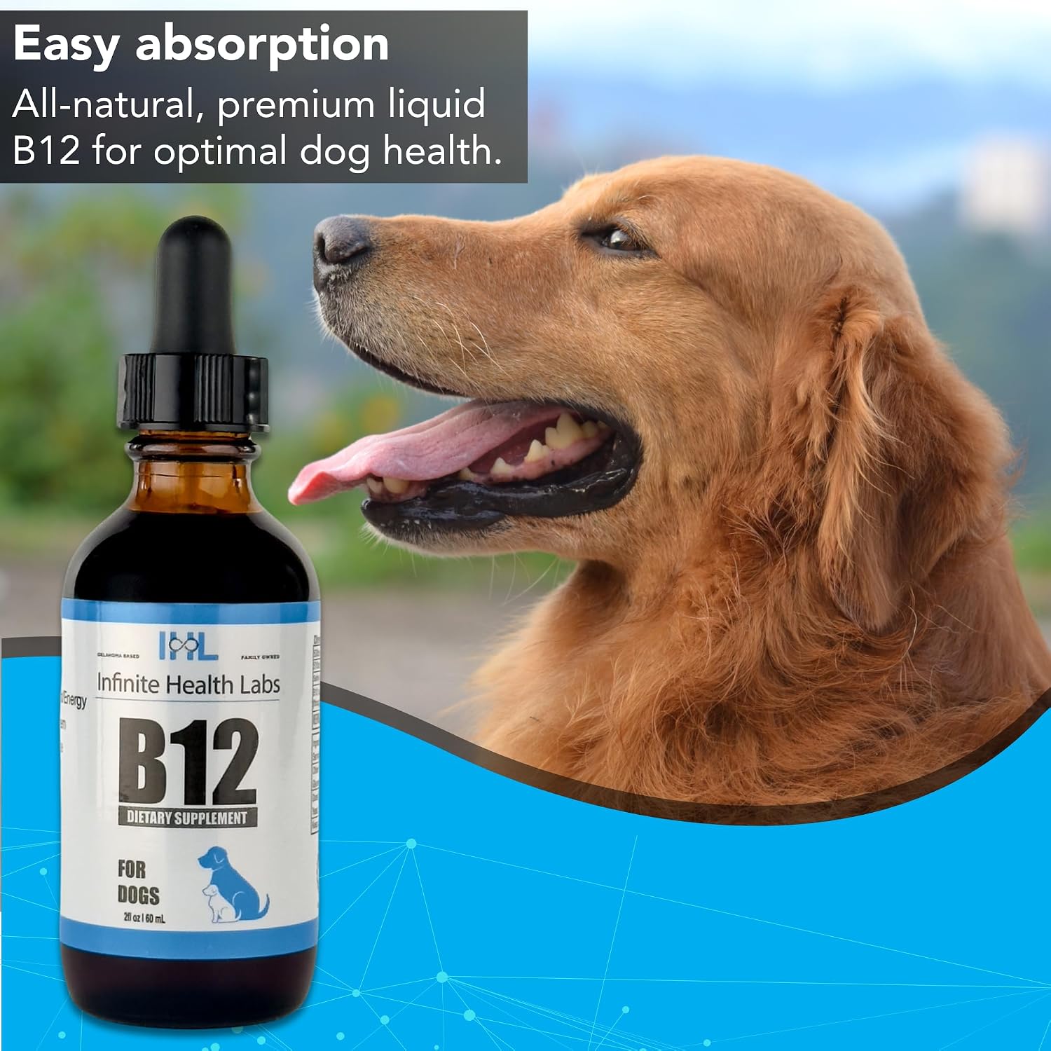 Vitaminas Líquidas B-12 para Perros - Suplemento de Metilcobalamina - Infinite Health Labs