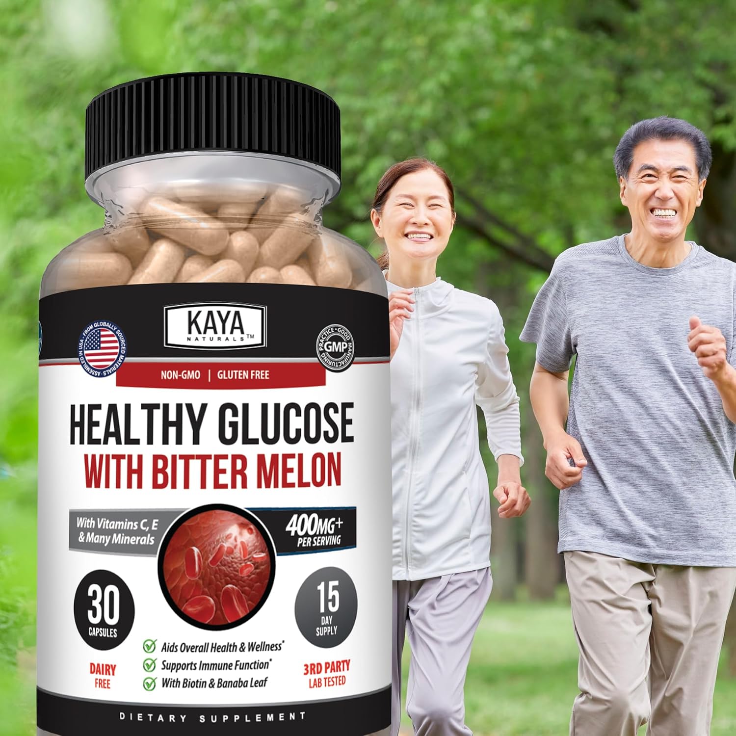 Kaya Naturals Healthy Gluco con Melón Amargo - Suplemento de 20 Hierbas, Vitaminas y Minerales, 30 Cápsulas
