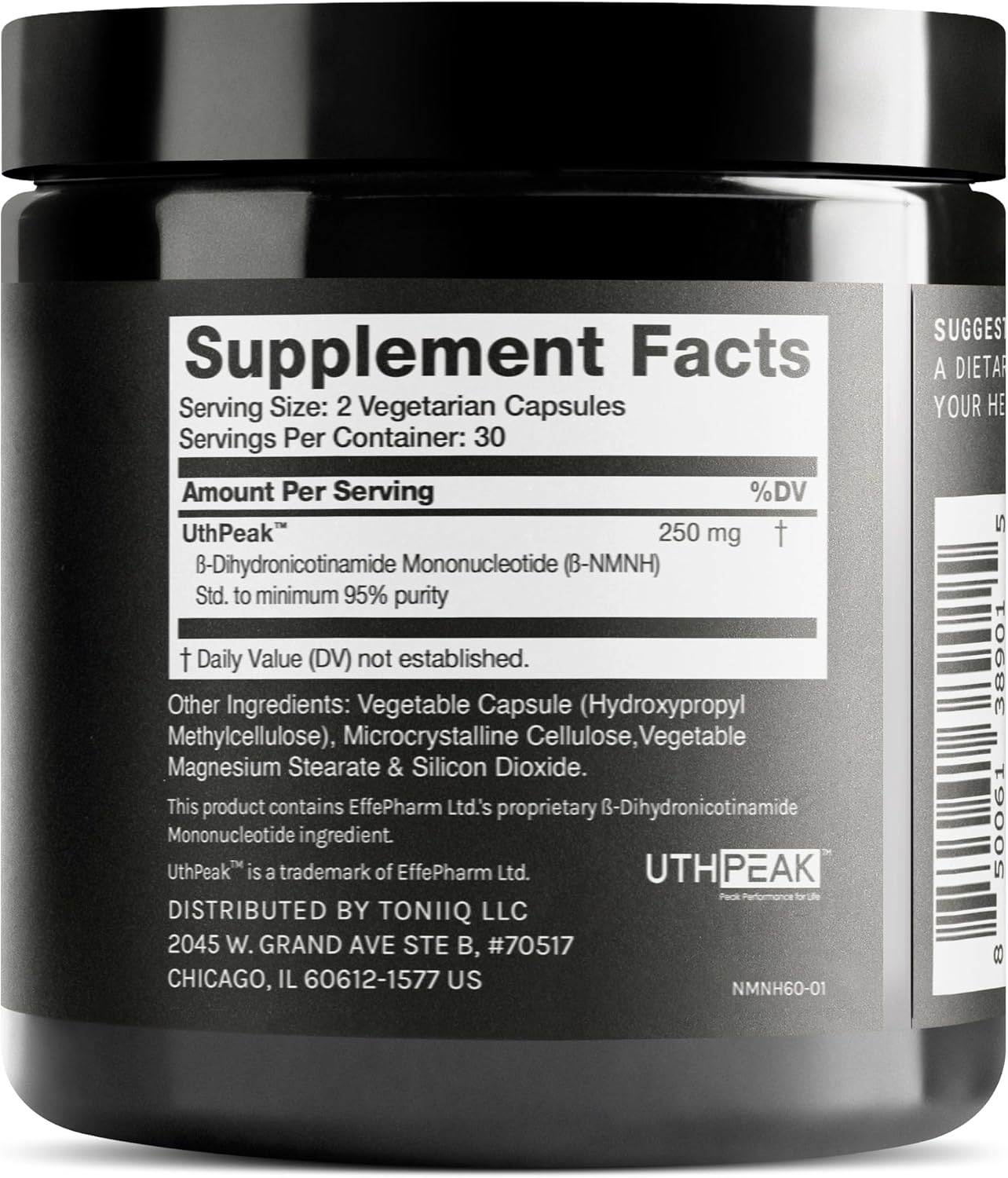Toniiq NMNH Suplemento – UthPeak™ – 95% Pureza para NAD+ y Soporte al Envejecimiento Saludable