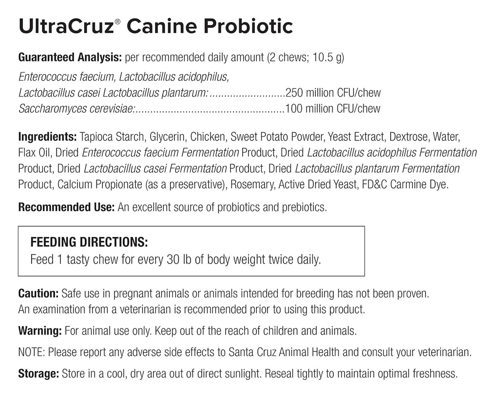 UltraCruz Probiótico Canino, 120 masticables