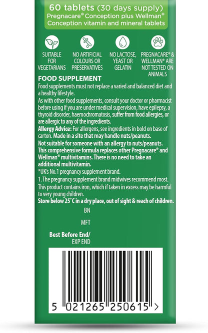Vitabiotics Pregnacare His & Her Conception – Ácido fólico (400 mcg): Contribuye al crecimiento de los tejidos – Image 8