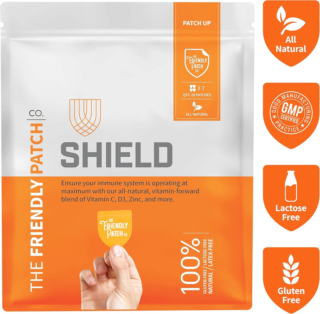 The Friendly Patch Shield - Parches de Apoyo Inmunológico con Vitamina D3, C y Zinc, 28 Unidades