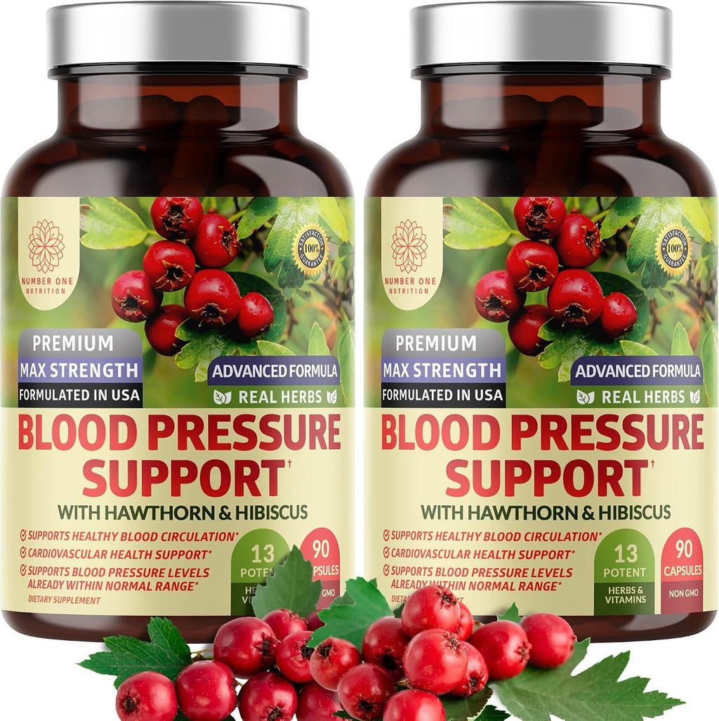 N1N Premium Blood Pressure Support con Espino Blanco e Hibisco, Suplemento Natural para la Circulación y Salud General, 90 Cápsulas