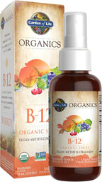 Garden of Life Organics Vitamina B12 - Spray de B12 de Alimentos Integrales para Metabolismo y Energía, Frambuesa, 59 ml