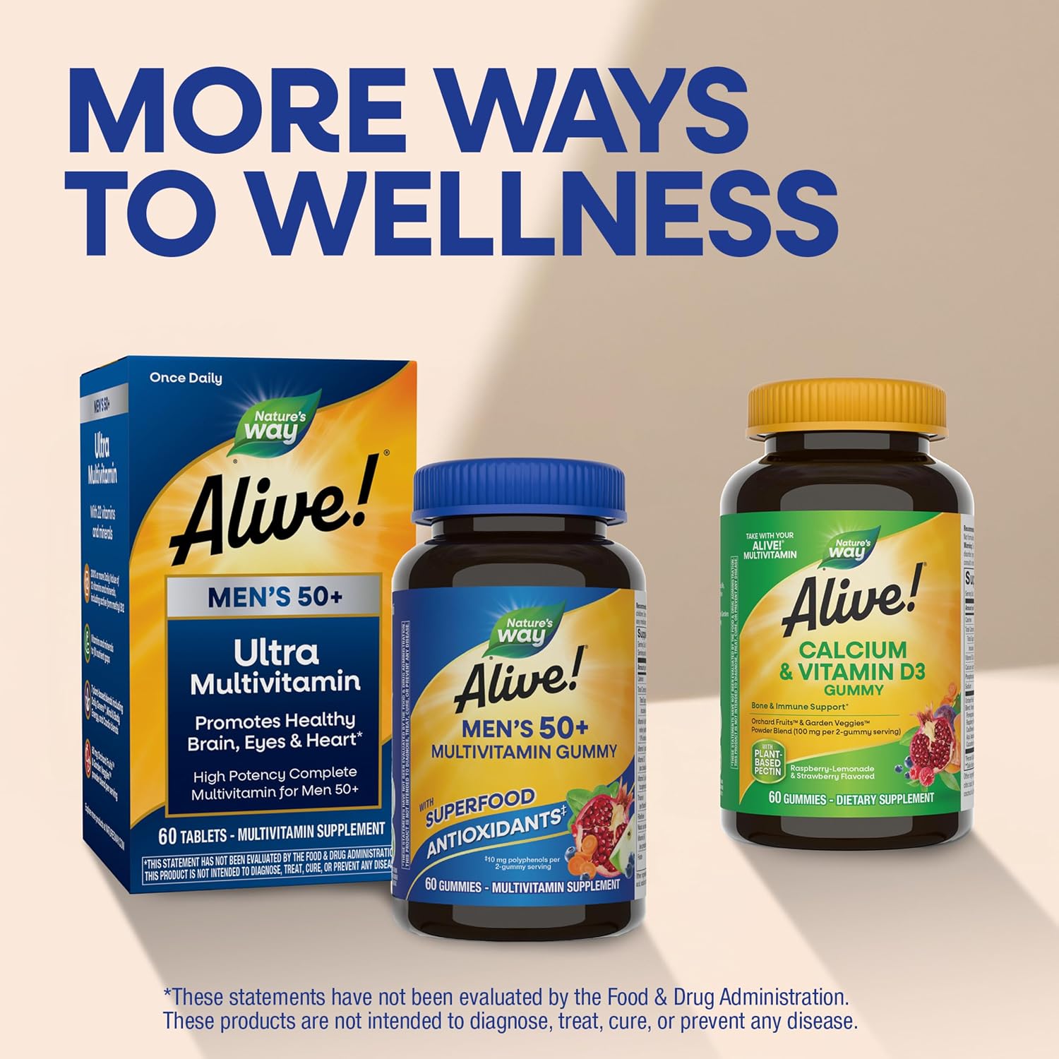 Nature's Way Alive! Multivitamínico en Gominolas para Hombres 50+ - 60 Gominolas