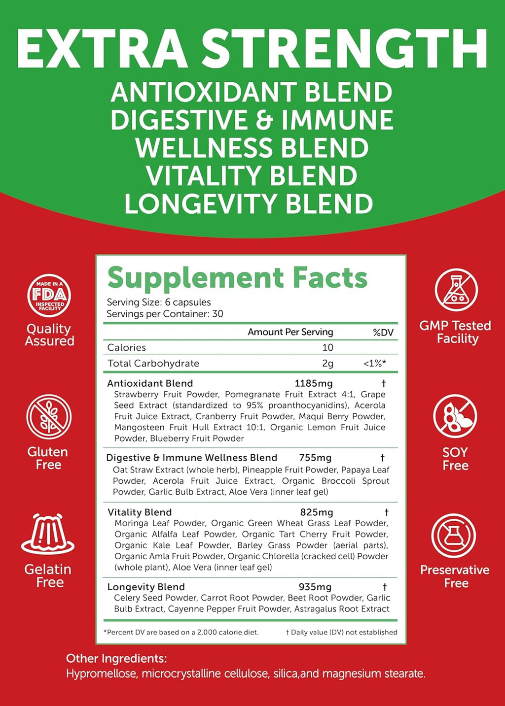 Lunakai USA Made Superfood Fruits & Veggies Supplement - All-in-One con 4 Mezclas y Cápsulas Aromáticas, 180 Cápsulas para Adultos