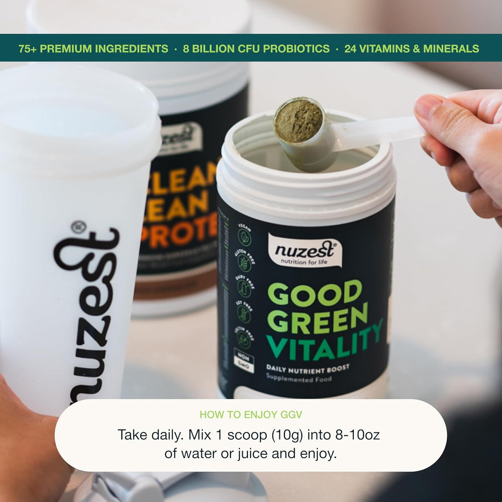 Nuzest Good Green Vitality – Polvo de Verduras, Vitaminas, Minerales y Superalimentos – Suplemento Multivitamínico Vegano (300g)