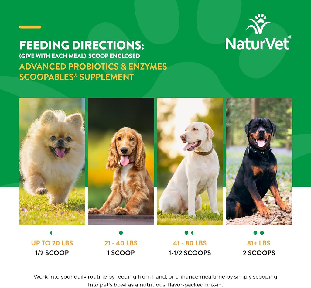 NaturVet Scoopables Probióticos Avanzados para Perros - Masticables con Enzimas Digestivas - Sabor a Bacon Ahumado - 311g