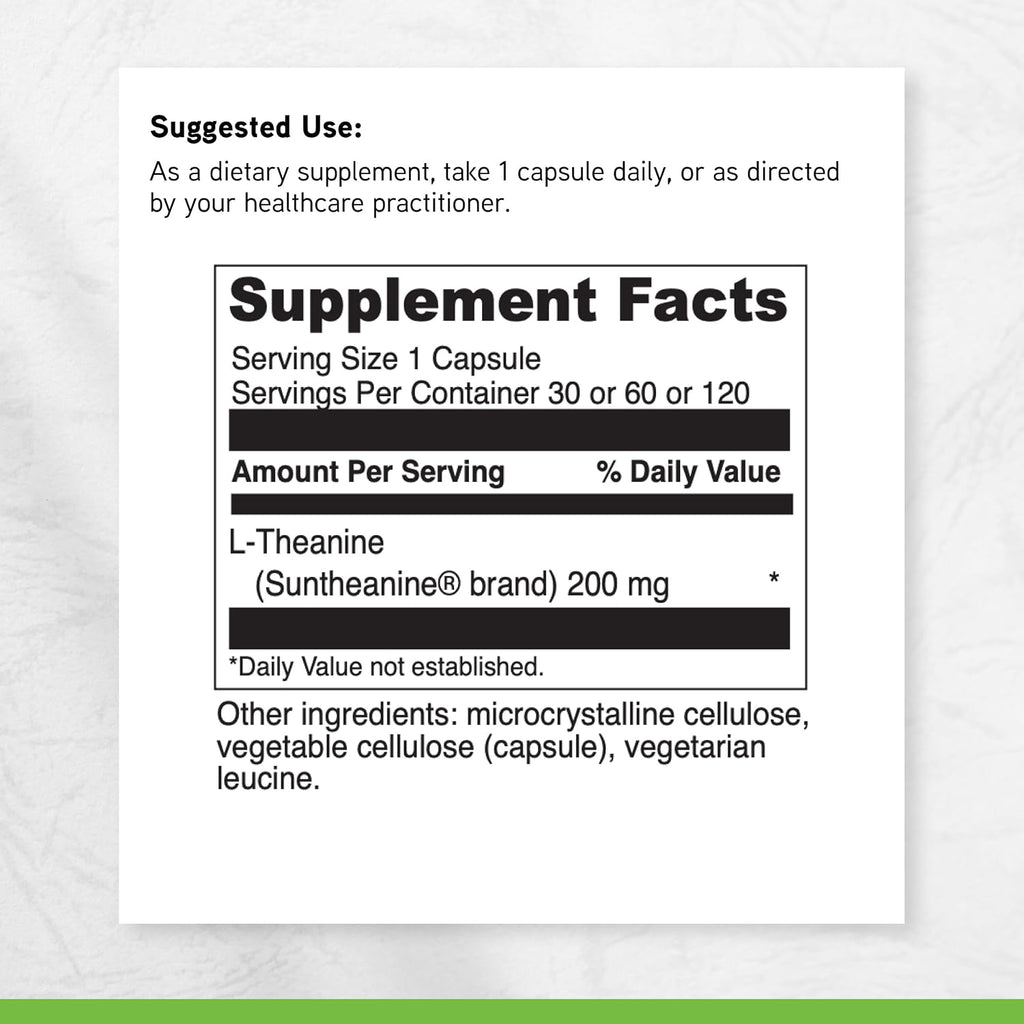DAVINCI Labs L-Teanina - Suplemento dietético para ayudar a la concentración, el enfoque, la relajación y la irritabilidad* - 200 mg por porción - 30 cápsulas vegetales