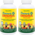 NaturesPlus Source of Life Adult's Chewable Multivitamínico, Manzana Canela - 90 Wafers (2 Paquetes)