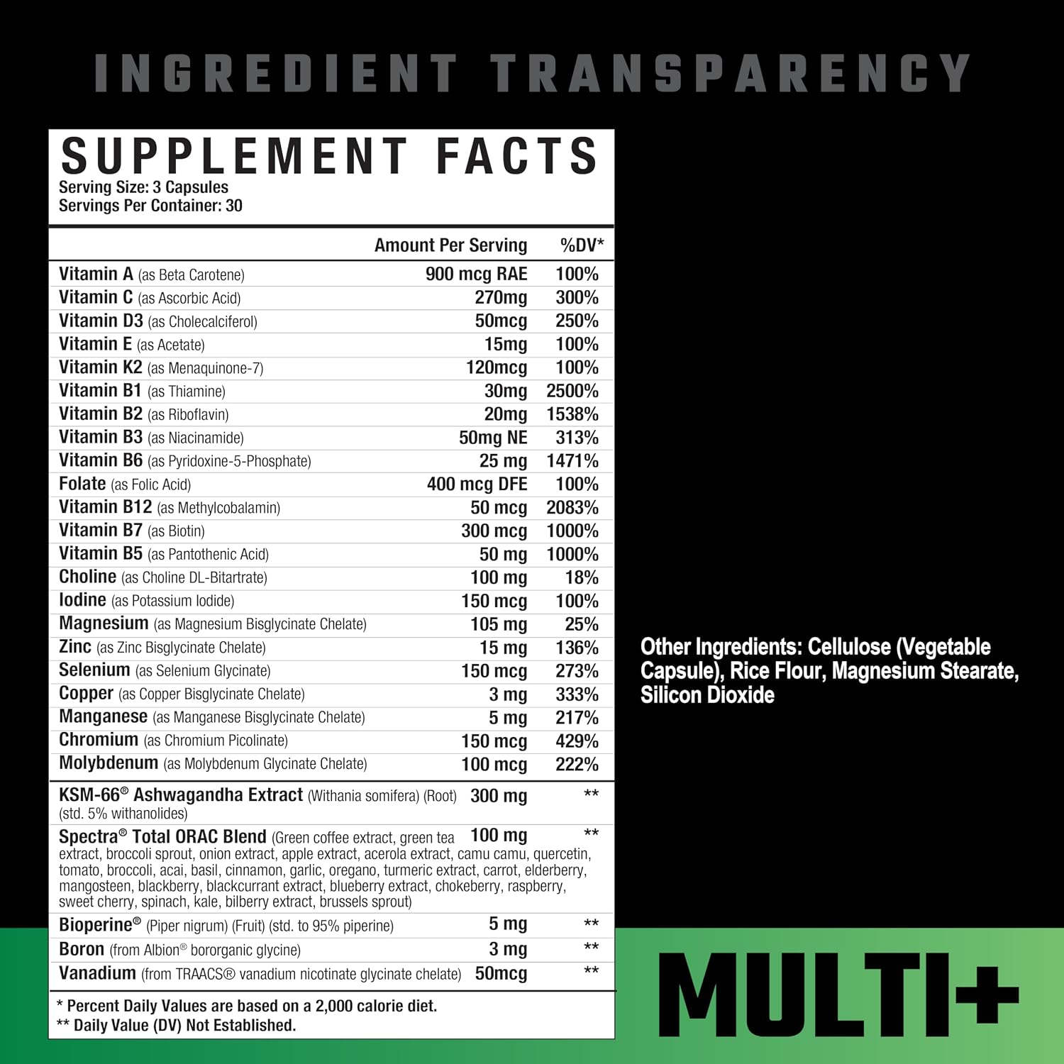 Axe & Sledge Multi Plus Multivitamin | 24 Vitaminas y Minerales Biodisponibles, Ashwagandha | Multivitamínico para Mujeres y Hombres | 90 Cápsulas, 30 Dosis