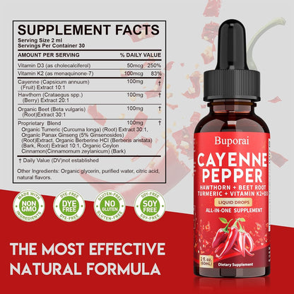 Buporai Gotas de Cayena, Extracto Líquido de – Función inmunitaria: La vitamina D3 contribuye al funcionamiento – Image 2