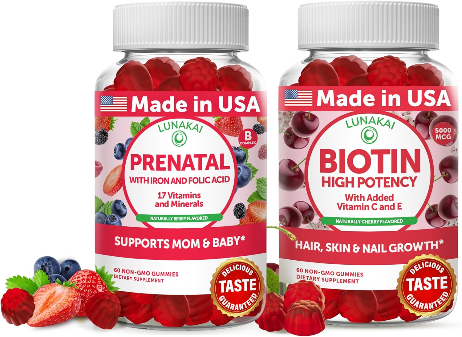 Lunakai Gominolas Prenatales 17-en-1 con Biotina - 60 unidades
