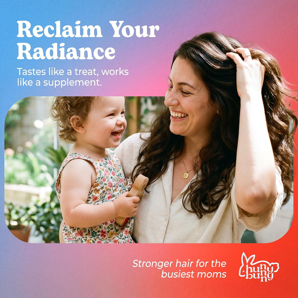 Hunny Bunny Gominolas para Cabello, Piel y Uñas, Biotina con Ácido Fólico, B12, Colágeno, Zinc, Sin Gelatina, No GMO, 60 Gominolas