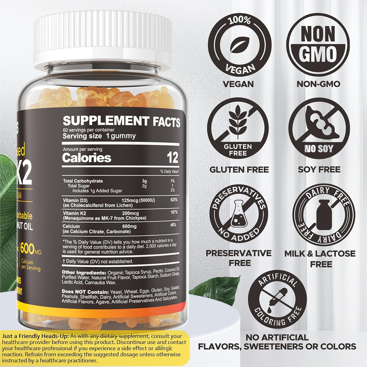 Gominolas de Vitamina D3 K2 y Calcio - NEVISS - 60 unidades