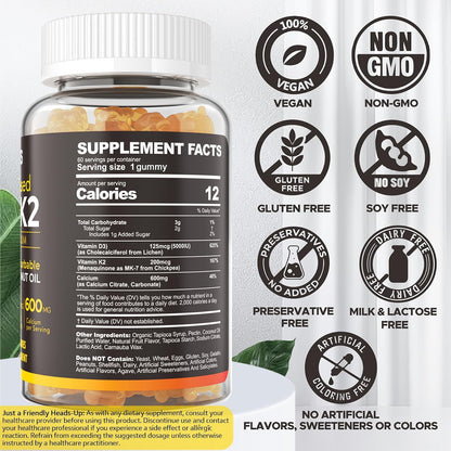 Gominolas de Vitamina D3 K2 y Calcio - NEVISS - 60 unidades – Image 2