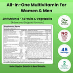 SHIFAA NUTRITION Multivitamínico Halal para Mujeres y Hombres – Apoyo Integral para el Corazón, Cerebro, Ojos y Sistema Inmunitario – Sin Gluten, Lácteos ni Huevo (45 Días)