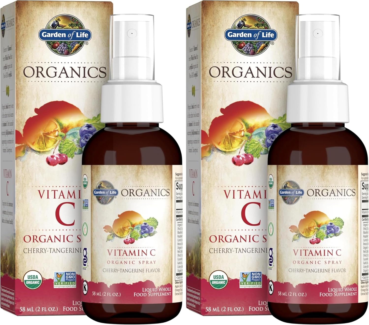 Garden of Life Organics Spray de Vitamina C con Amla Berry - Líquido, Sabor Cereza Mandarina, 60 ml