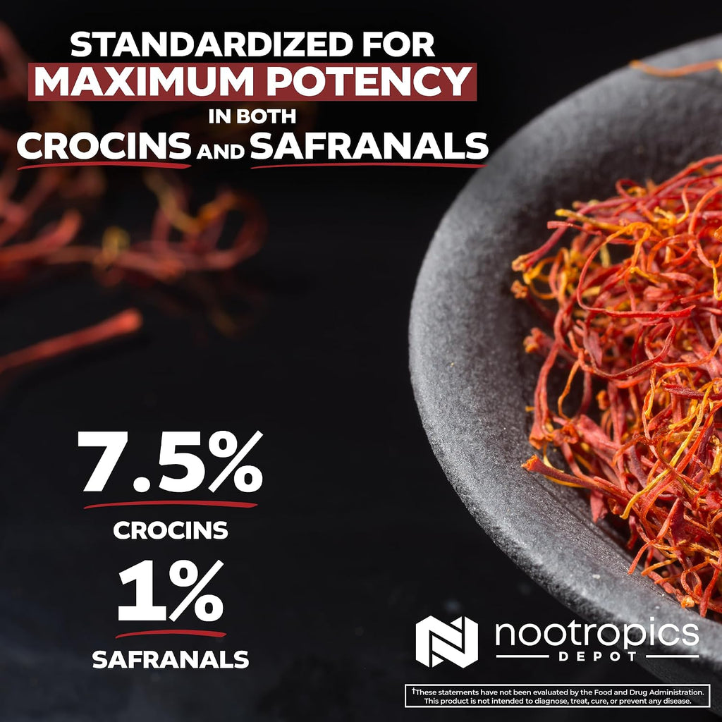 Nootropics Depot Extracto de Azafrán de Alta Potencia, 30 mg, 180 Cápsulas