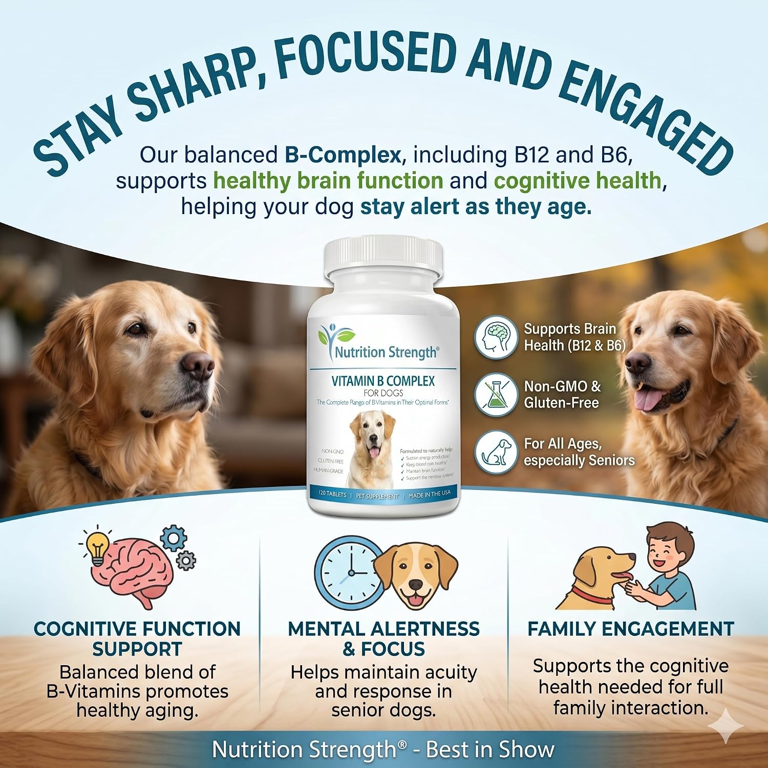 Nutrition Strength Complejo B para Perros, 120 Comprimidos Masticables