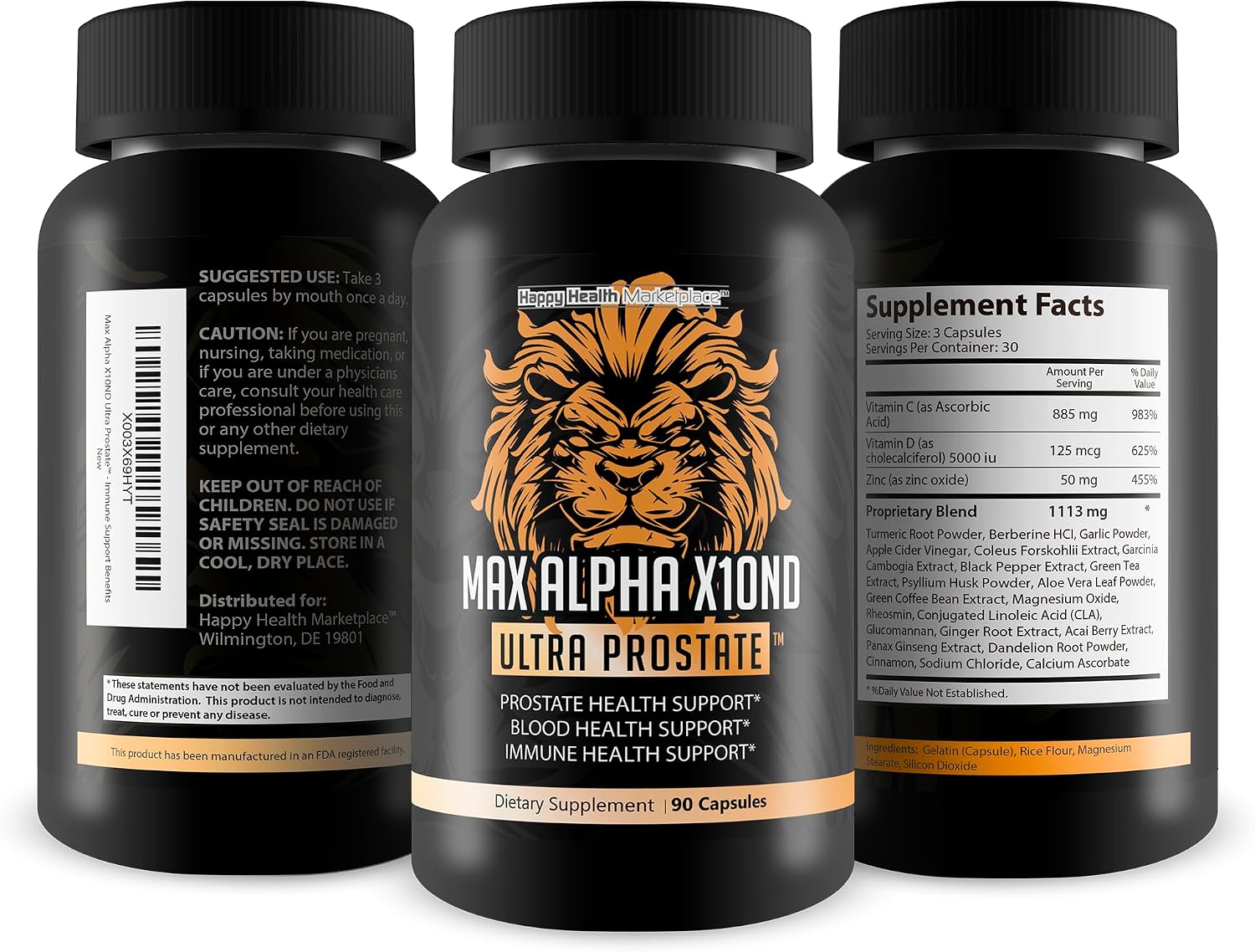 Max Alpha X10ND Ultra Prostate - Apoyo Prostático para Hombres con Vitamina D, Ginseng, Té Verde y Zinc