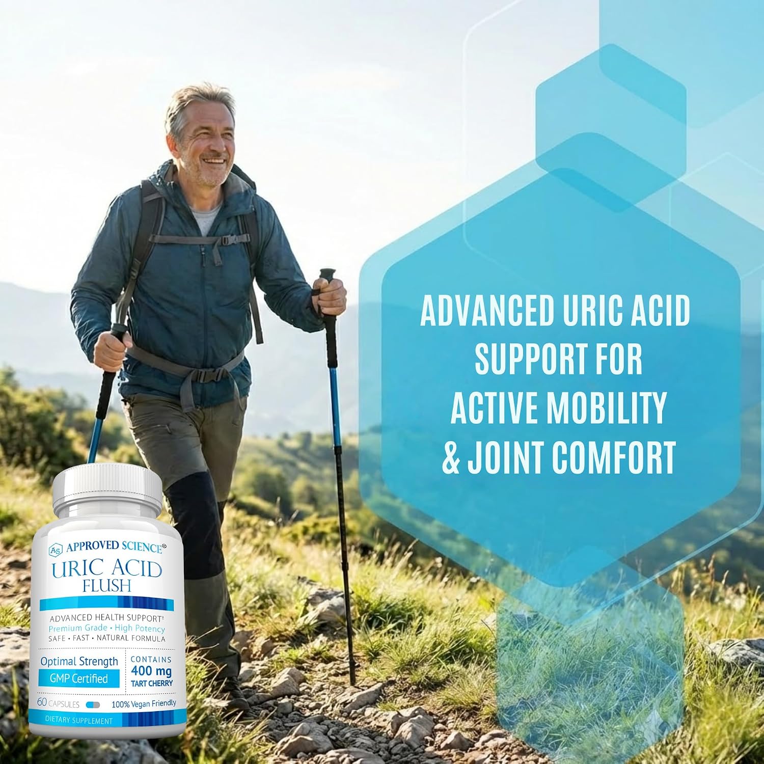 Approved Science Uric Acid Flush – Complemento con Cereza Ácida, Cúrcuma y Cardo Mariano – 60 Cápsulas Veganas