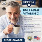 FREEDA Vitamina C Tamponada en Polvo – No Ácida, Suave para el Estómago – 227 g