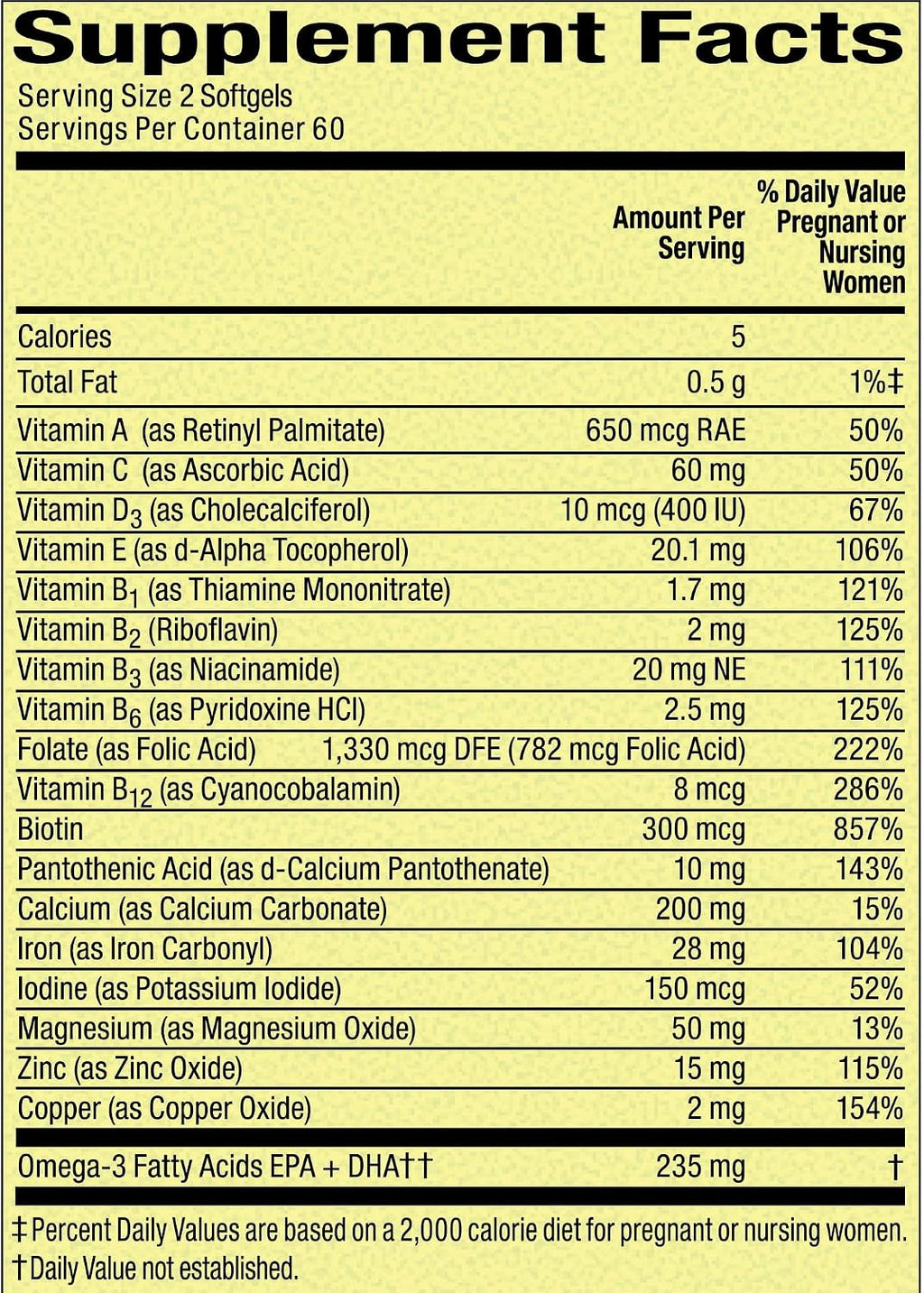 FUSION SHOP STORE – Vitaminas Prenatales para Mujeres, 120 Mini Cápsulas Blandas Multivitamínicas con Omega-3 DHA