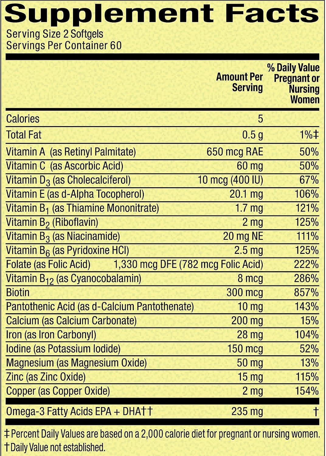 FUSION SHOP STORE – Vitaminas Prenatales para Mujeres, 120 Mini Cápsulas Blandas Multivitamínicas con Omega-3 DHA