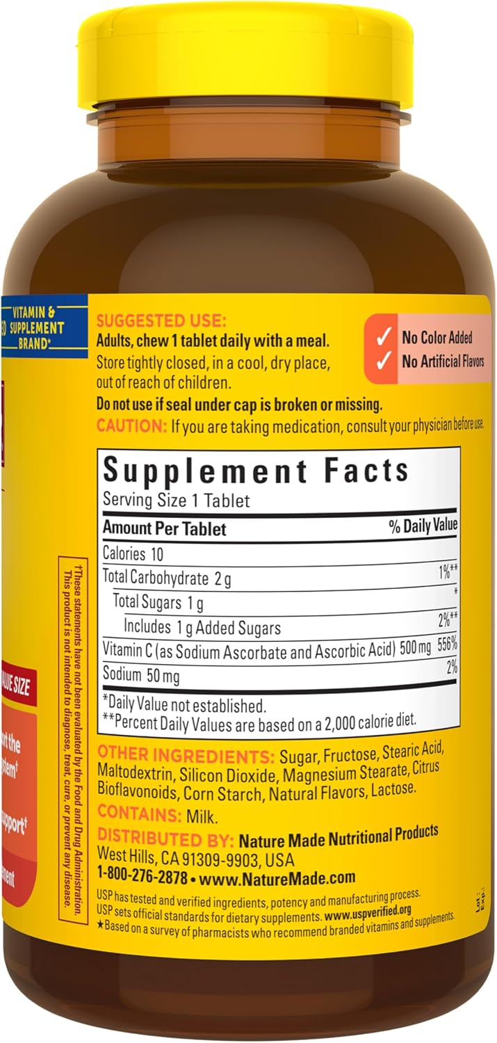 Vitamina C Masticable Nature Made 500 mg, 150 Comprimidos