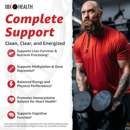 10X Health TMG - Suplemento de Trimetilglicina para Hígado, Corazón y Energía - 60 Cápsulas
