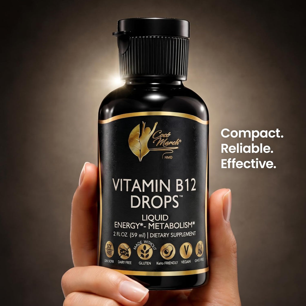Cocó March N.M.D Liquid Vitamin B12 Drops with B1, B2, B6, B12 & Vitamin C – Energy, Metabolism & Immune Support – Vitamins for Women & Men – Vegan, Gluten Free, Soy & Dairy Free – 2 Fl Oz (59 mL)