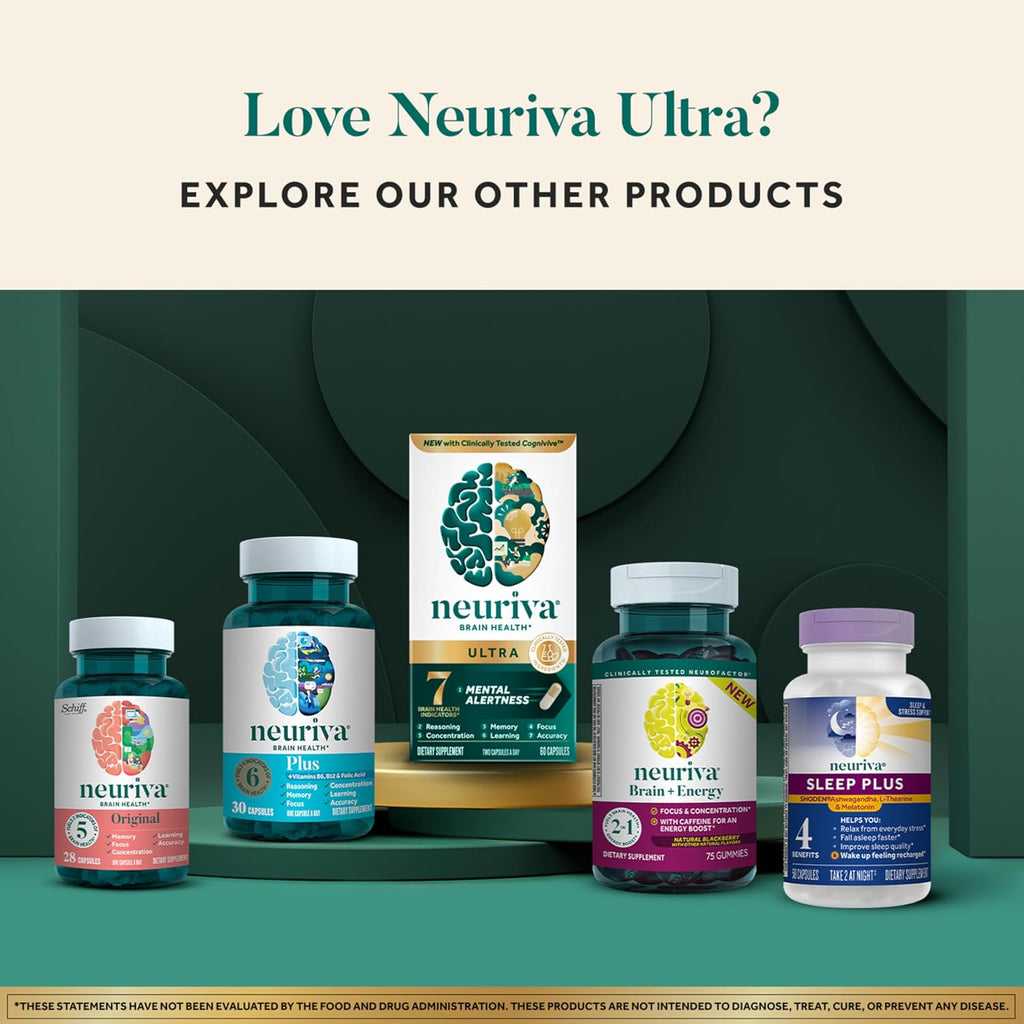 Neuriva Ultra - Complemento para la Memoria y Concentración con Fosfatidilserina, Cognivive, Neurofactor, Ácido Fólico, Vitamina B12 y B6, 60 Cápsulas