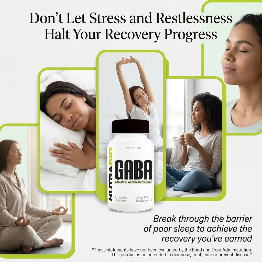 NutraBio 100% Pure GABA Supplement (Gamma-Aminobutyric Acid), 500mg - May Help with Healthy Sleep and Relaxation, 90 Capsules