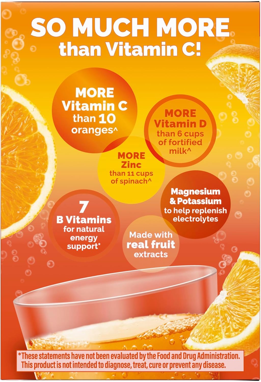 Emergen-C Vitamina C 1000 mg con Zinc y Vitaminas B, Sabor Naranja, 30 Sobres