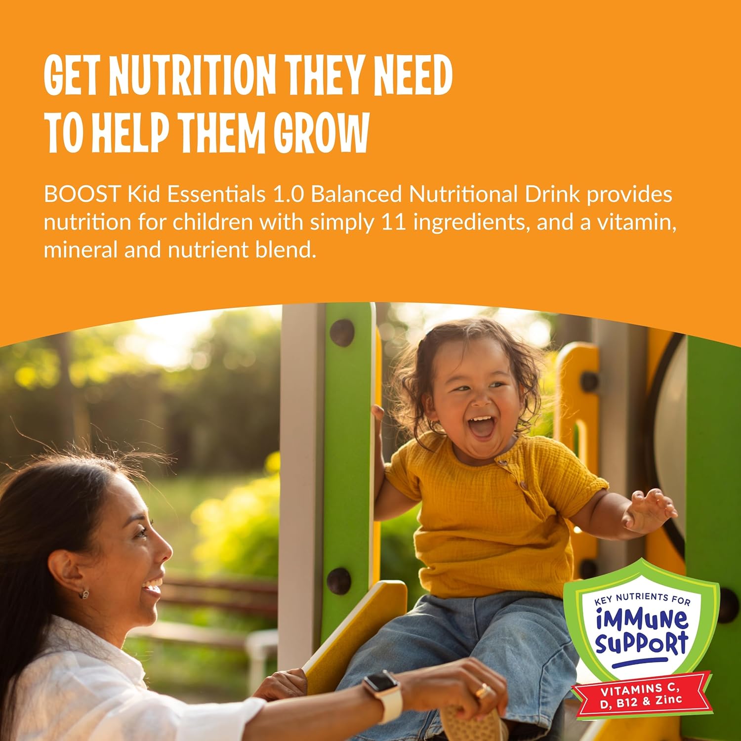 BOOST Kid Essentials 1.0kcal Bebida Nutricional Equilibrada para Niños, Sabor Fresa, 8 fl oz (Pack de 24)