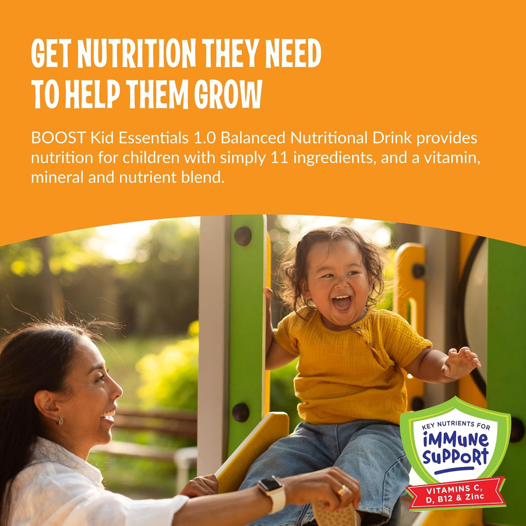 BOOST Kid Essentials 1.0kcal Balanced Nutritional Drink for Kids, Vanilla Vortex, 8 fl oz (Pack de 24)