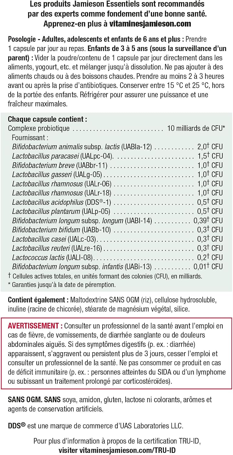 Jamieson 10 Billion Probiótico, 60 Cápsulas Vegetales