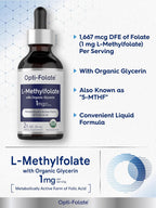 Carlyle L-Methylfolate Gotas 1 mg, 60 ml - Complemento Alimenticio Líquido Sublingual con Glicerina Orgánica