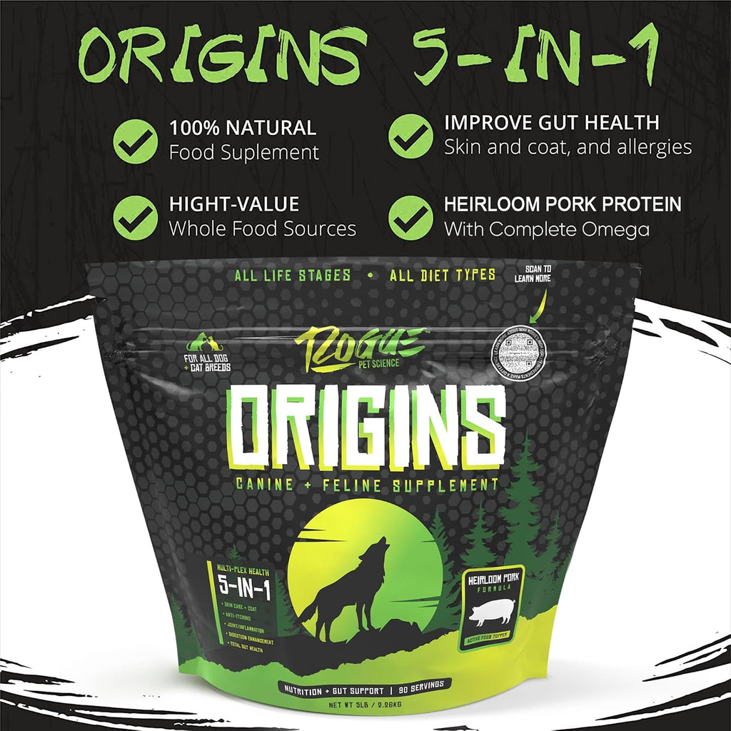 Orígenes 5-en-1 Suplemento para Perros - Topper en Polvo con Proteína de Cerdo - 2.27 kg