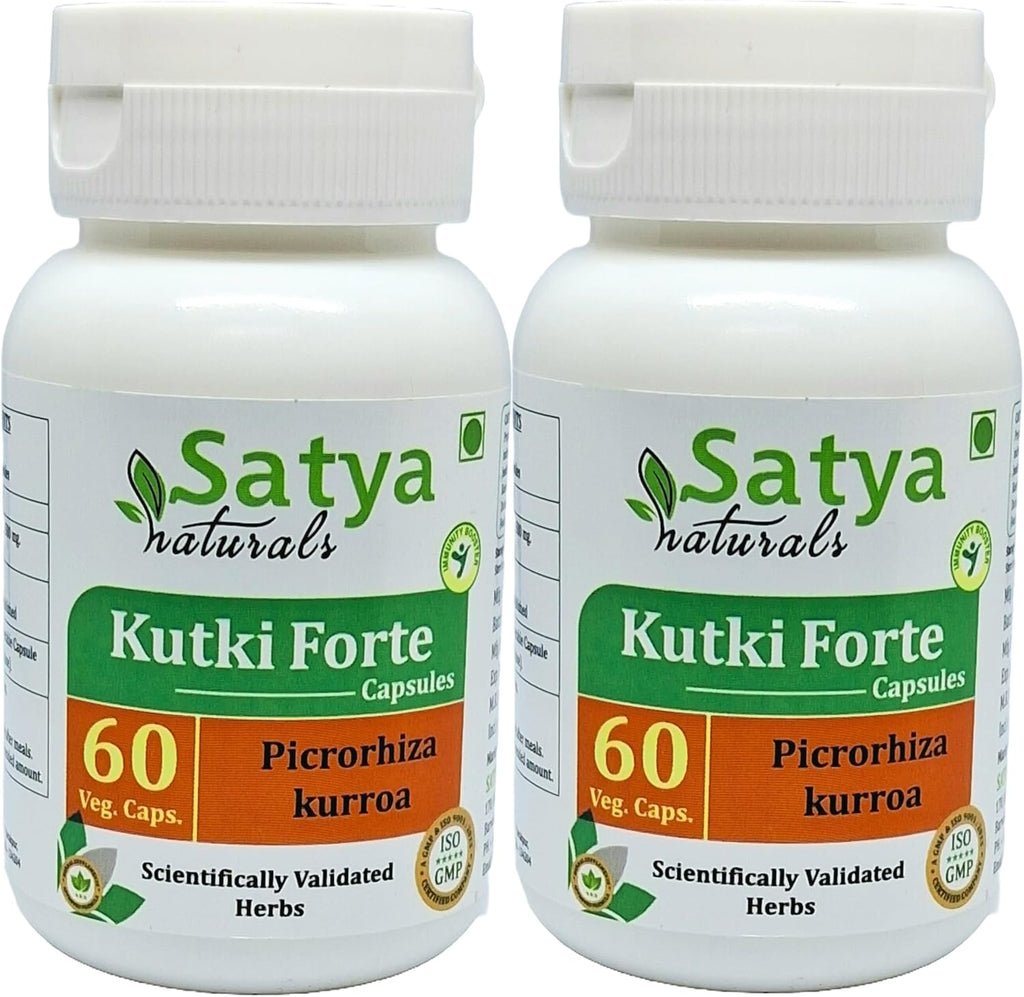 Satya Naturals Kutki Forte Cápsulas 500 mg - 60 Cápsulas Vegetales - Extracto de Kutki (Picrorhiza Kurroa) 10:1