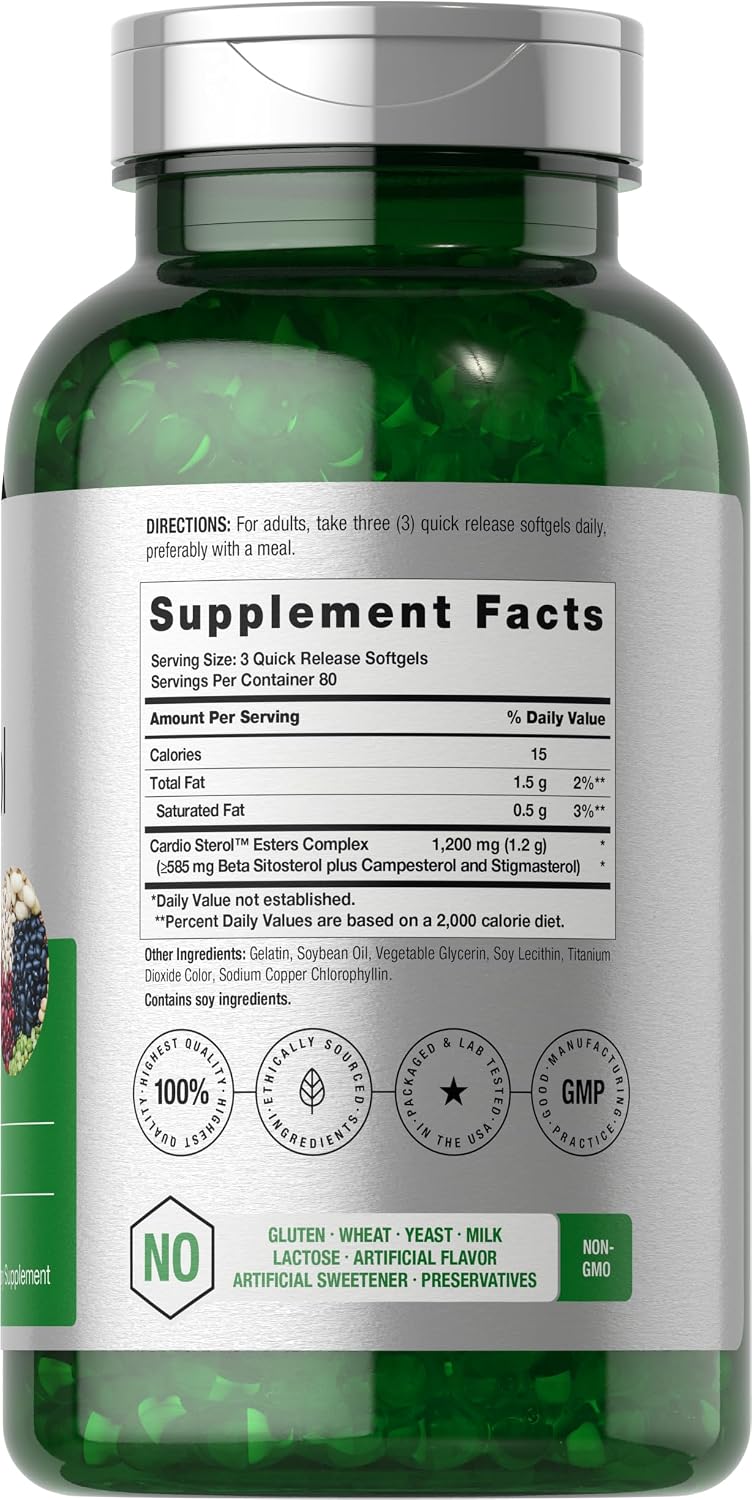 Horbäach Beta Sitosterol 1200 mg | 240 Cápsulas Blandas | Complejo de Esteroles Vegetales | Sin Gluten, No Transgénico