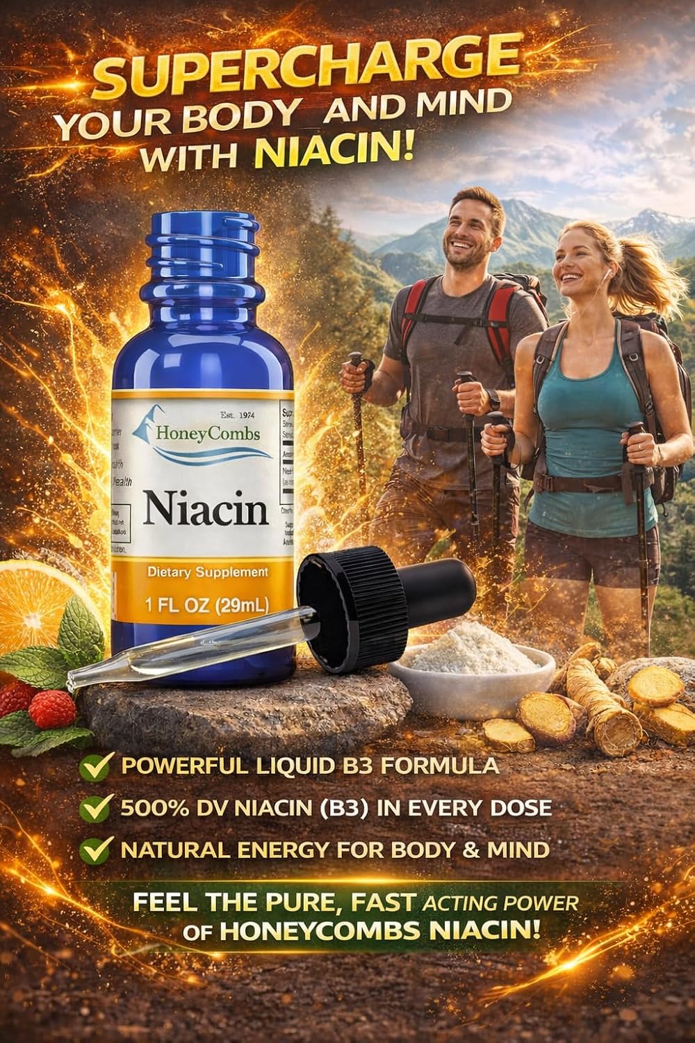 HoneyCombs Vitamina B3 Niacinamida Líquida - 1 oz