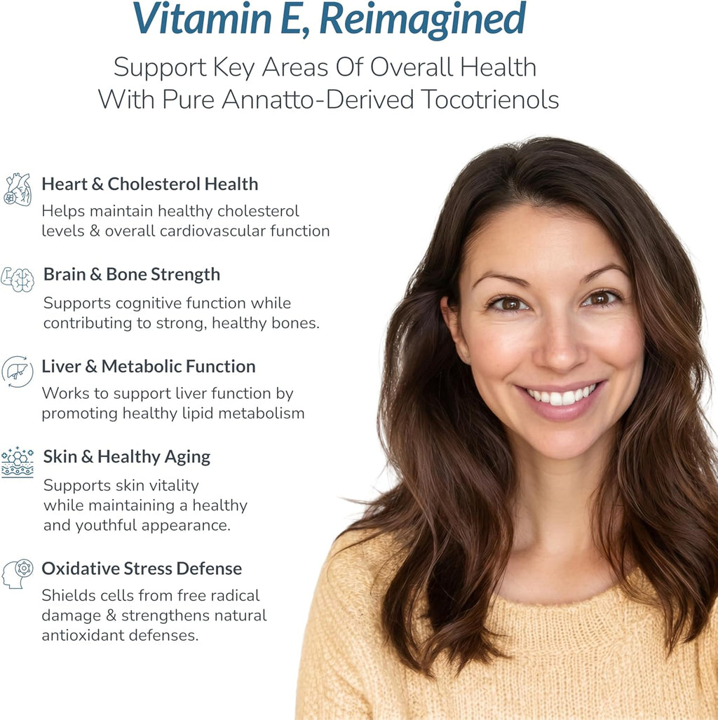 WELLNESS EXTRACT Eannatto Tocotrienols Vitamin E Supplements Tocopherol Free, Non-GMO, Gluten Free & Antioxidant (300MG 60 Softgels)